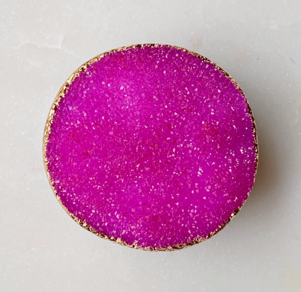 Ellison & Young- Raw Pink Druzy Pop Socket
