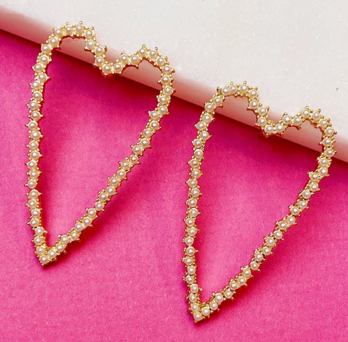 Ellison & Young- Peal Encrusted Heart Earrings