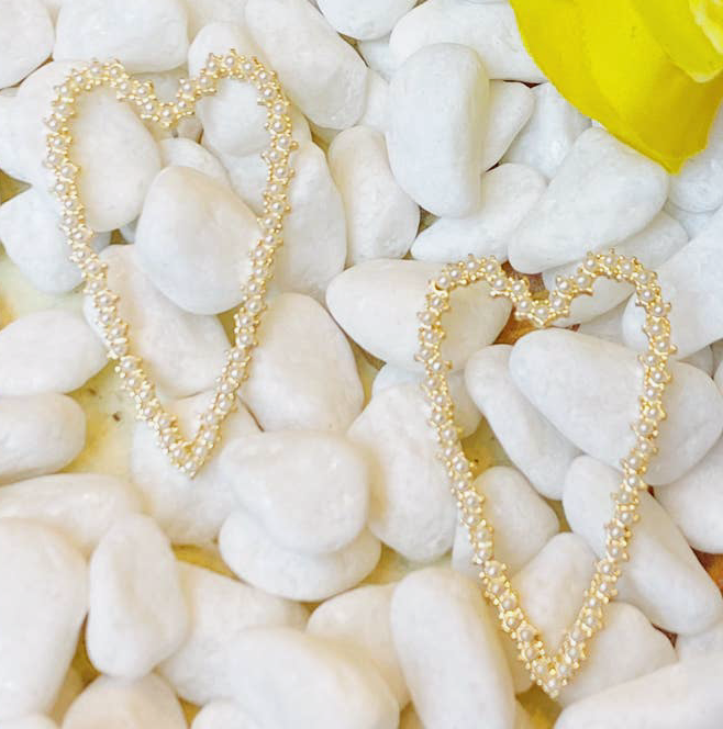 Ellison & Young- Peal Encrusted Heart Earrings