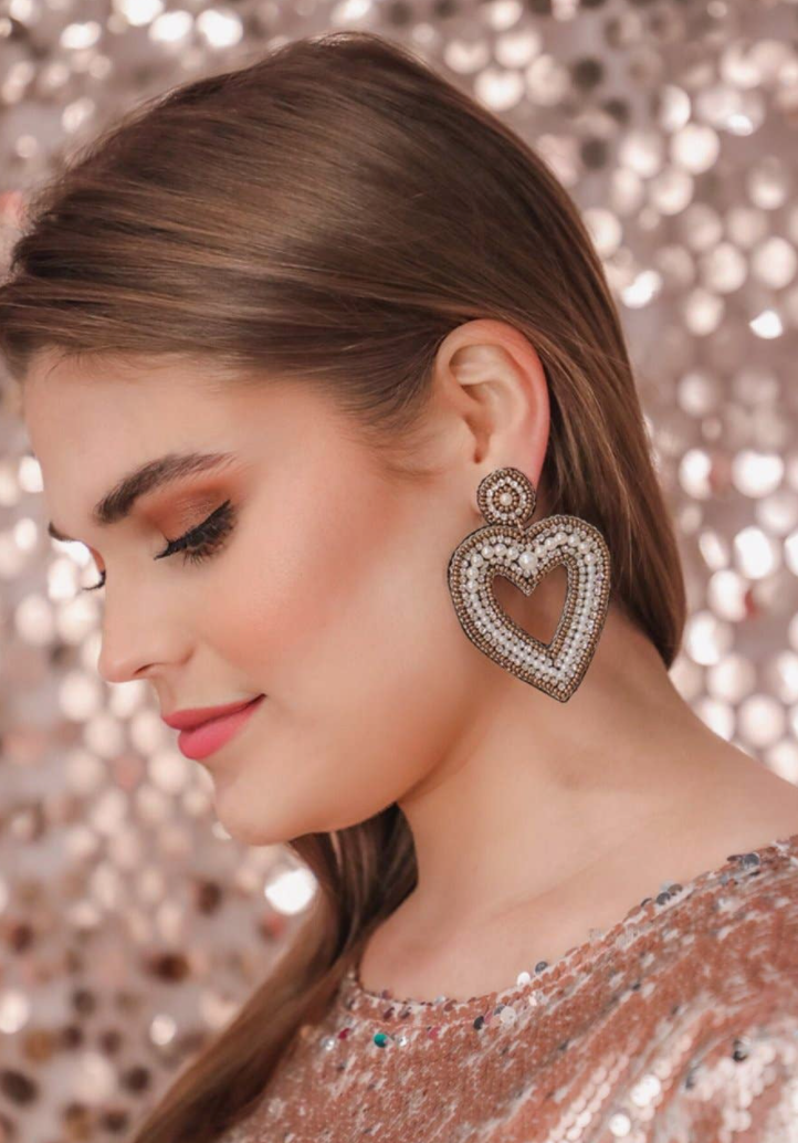 Jess Lea- Pretty as a Pearl Heart Earrings
