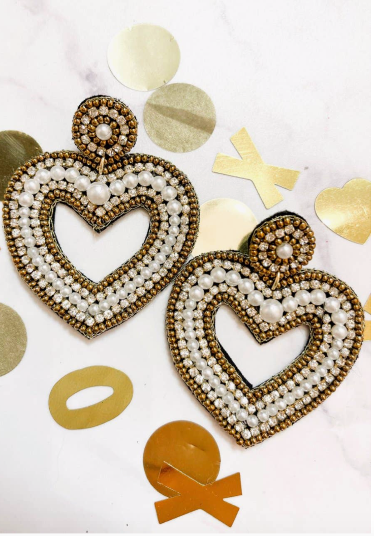 Jess Lea- Pretty as a Pearl Heart Earrings