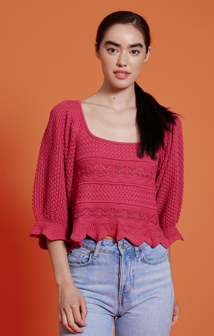 Lucy Paris- Hannah Crochet Top- Fuchsia
