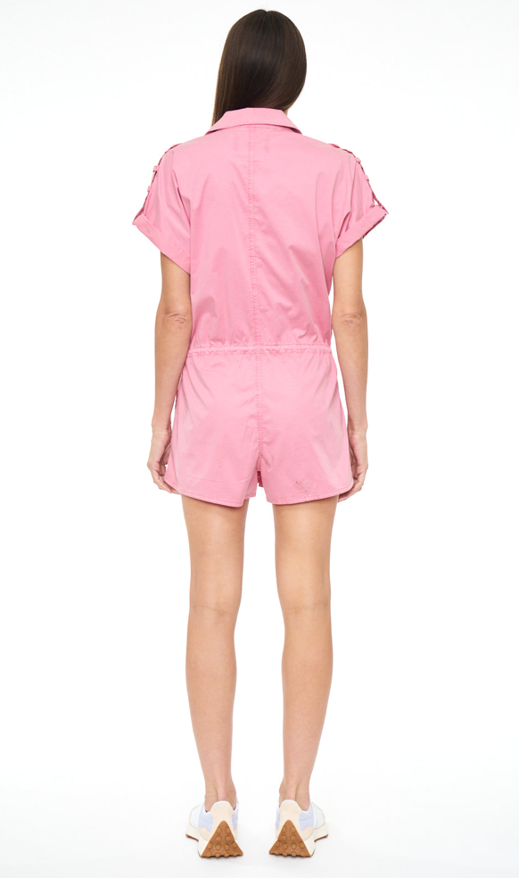 Pistola- Meg Zip Front Romper- Flamingo