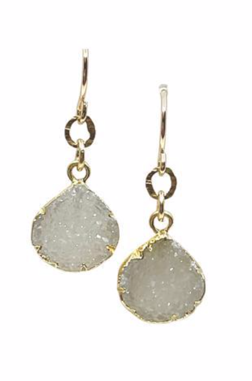Athena- Electroform White Druzy Earring