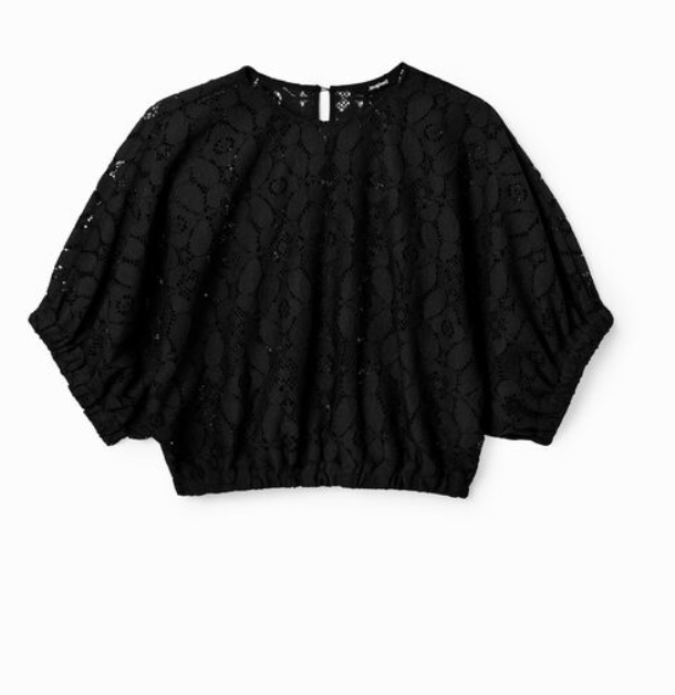 Desigual- Puff Sleeve Lace Crop