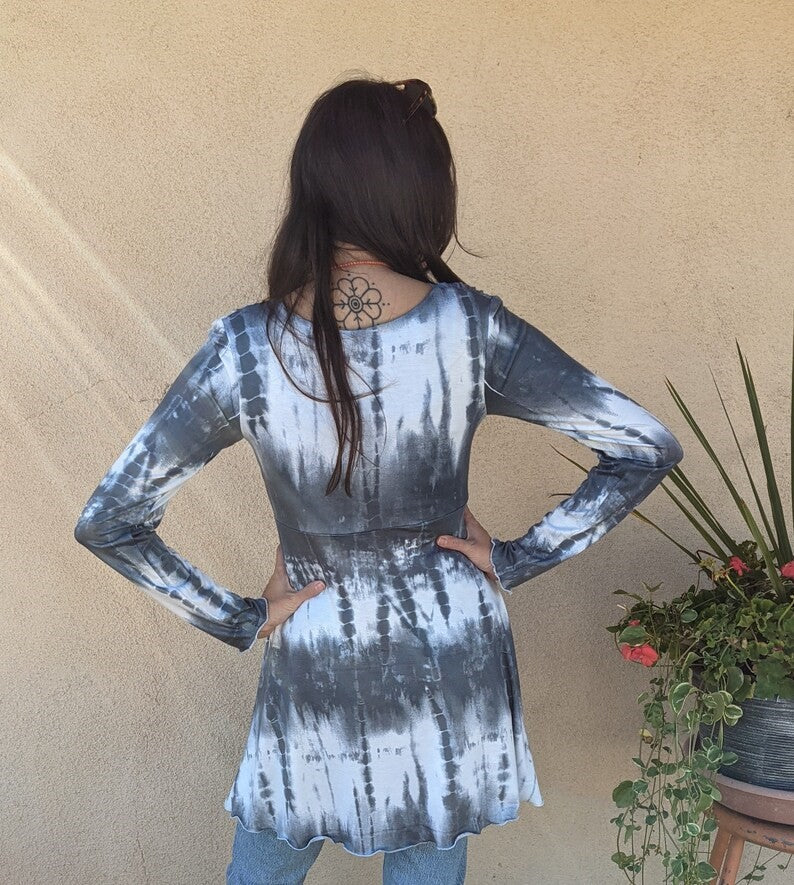 Bucko - Luisa Tie-dye Tunic - Ivory/Grey