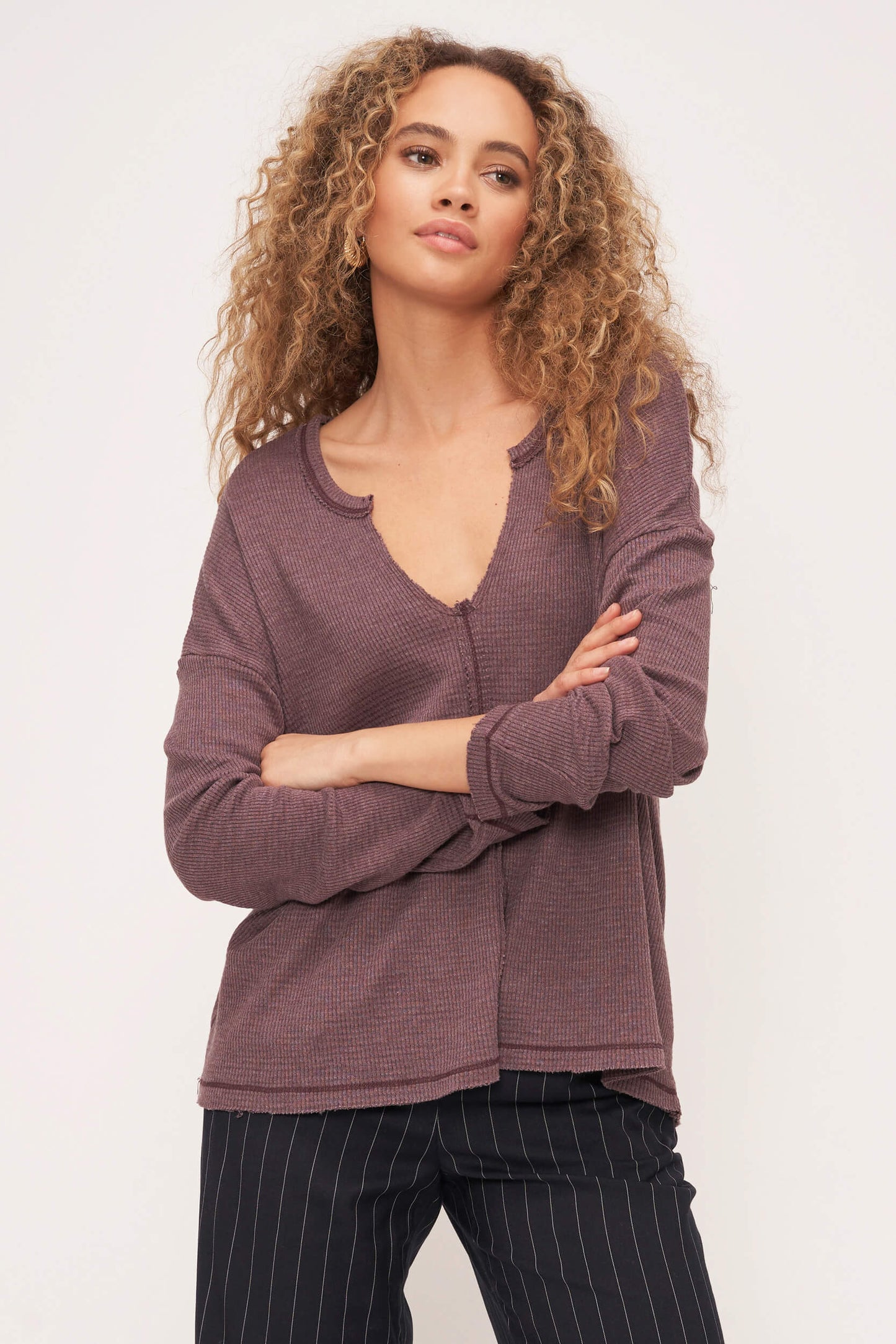 Project Social T- Ezra Notch Thermal- Royal Plum