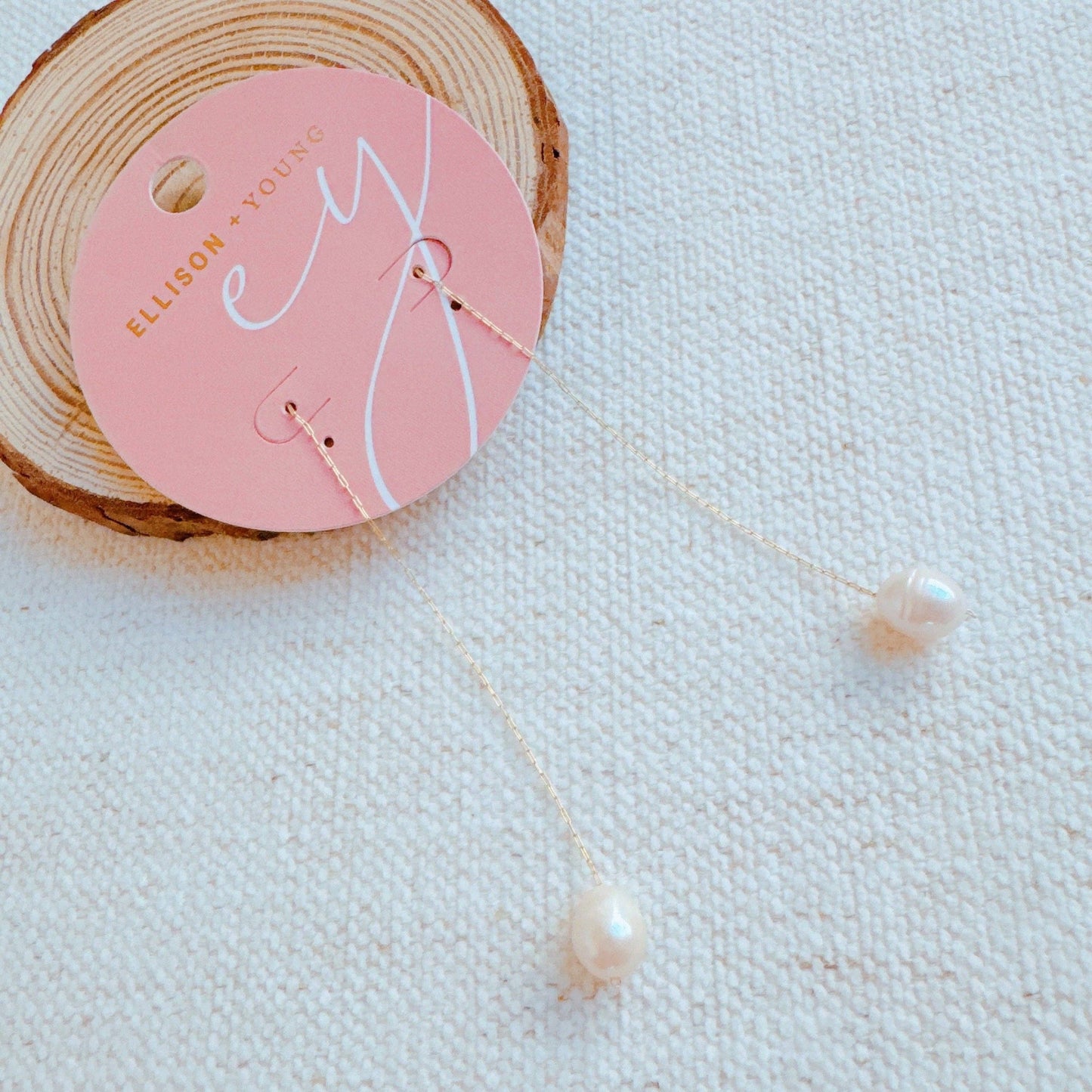 Ellison+Young | Freshwater Pearl Dainty Chain Earrings