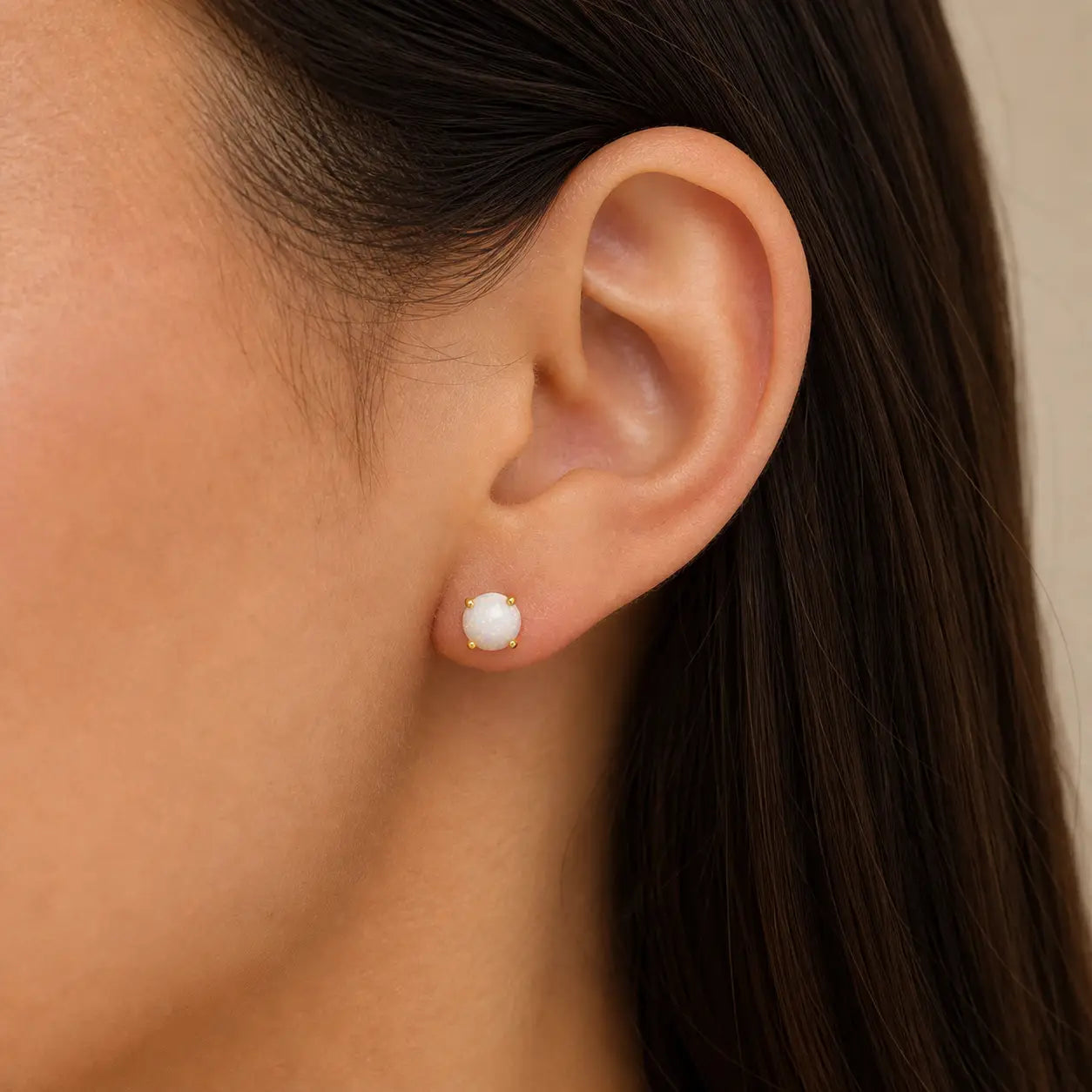 JaxKelly | Round White Opal Earrings
