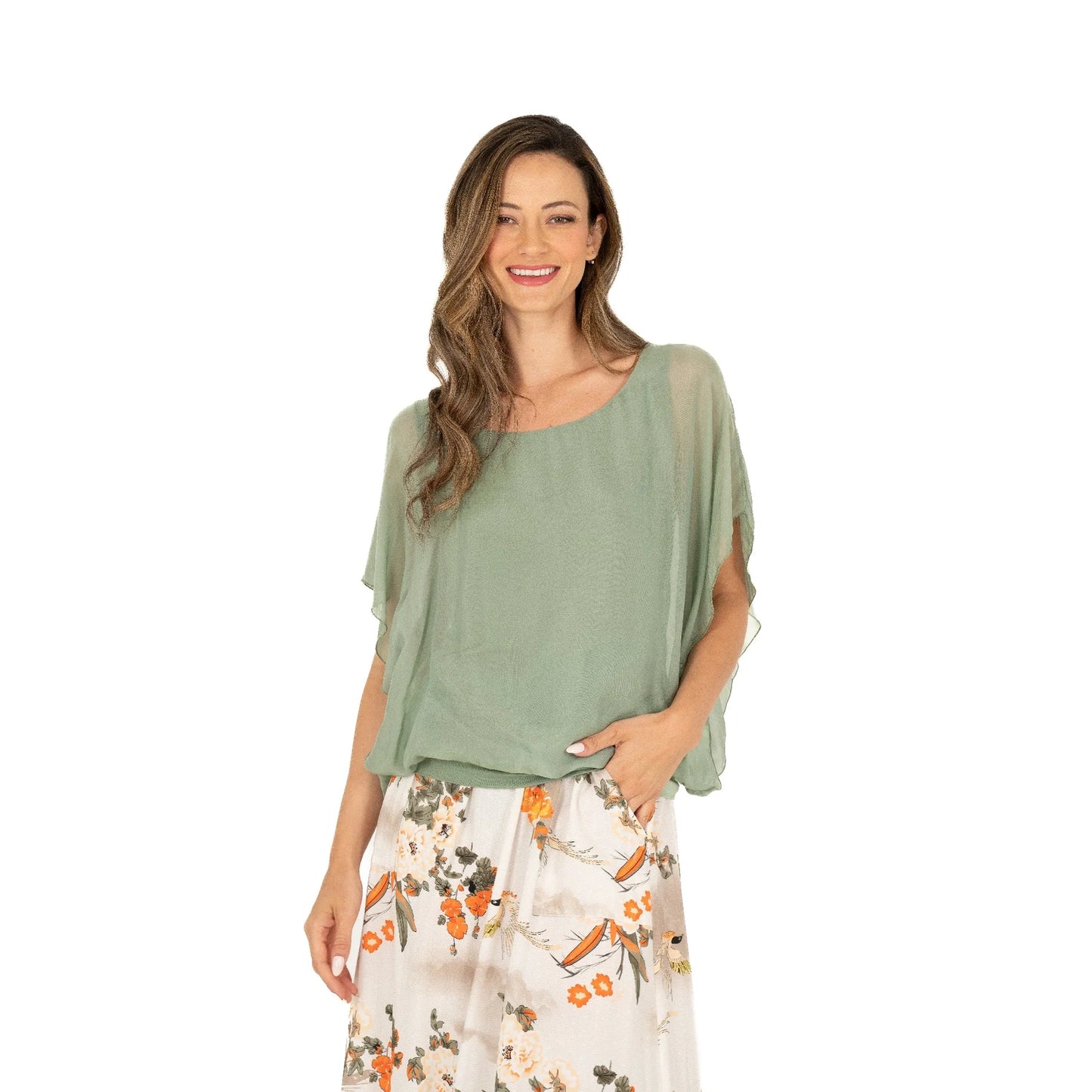 Made in Italy | Cruise Woven Top | Tea