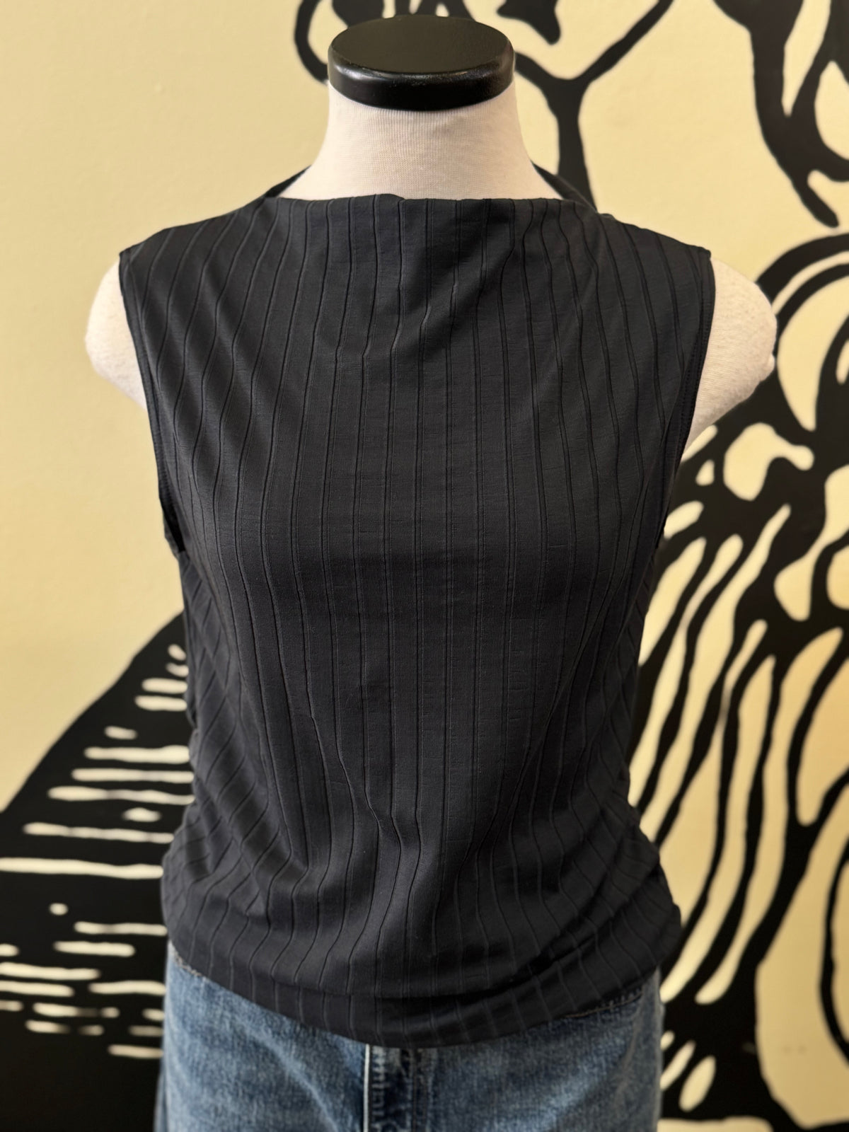 Bucko | Mock Neck Tank | Black Wide Rib