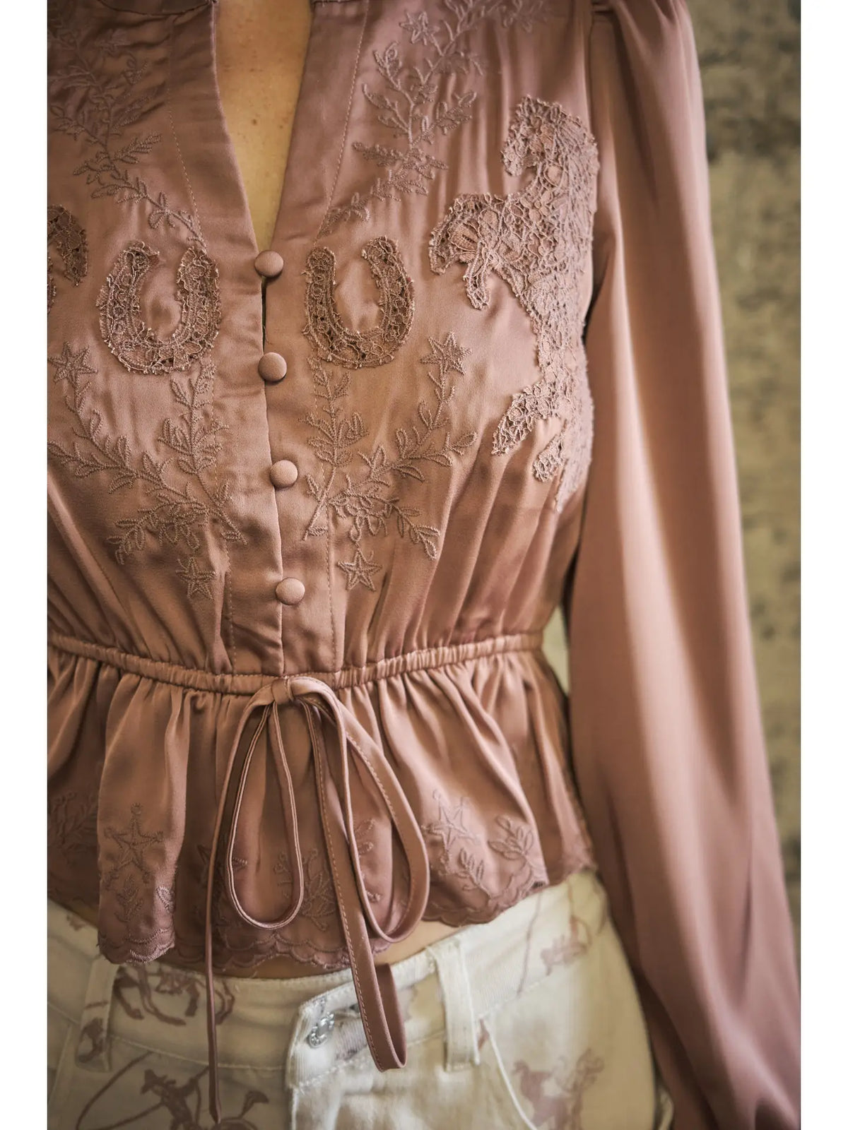Embroidered Satin Blouse