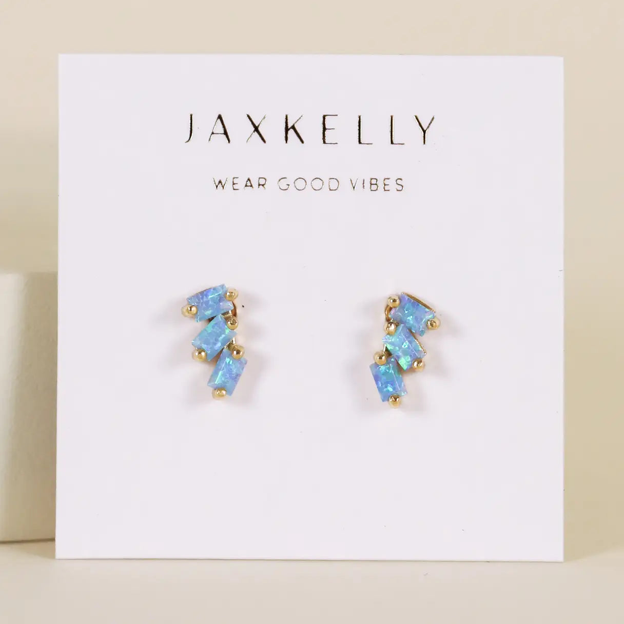 JaxKelly | Offset Trio Fire Opal Gold Earrings