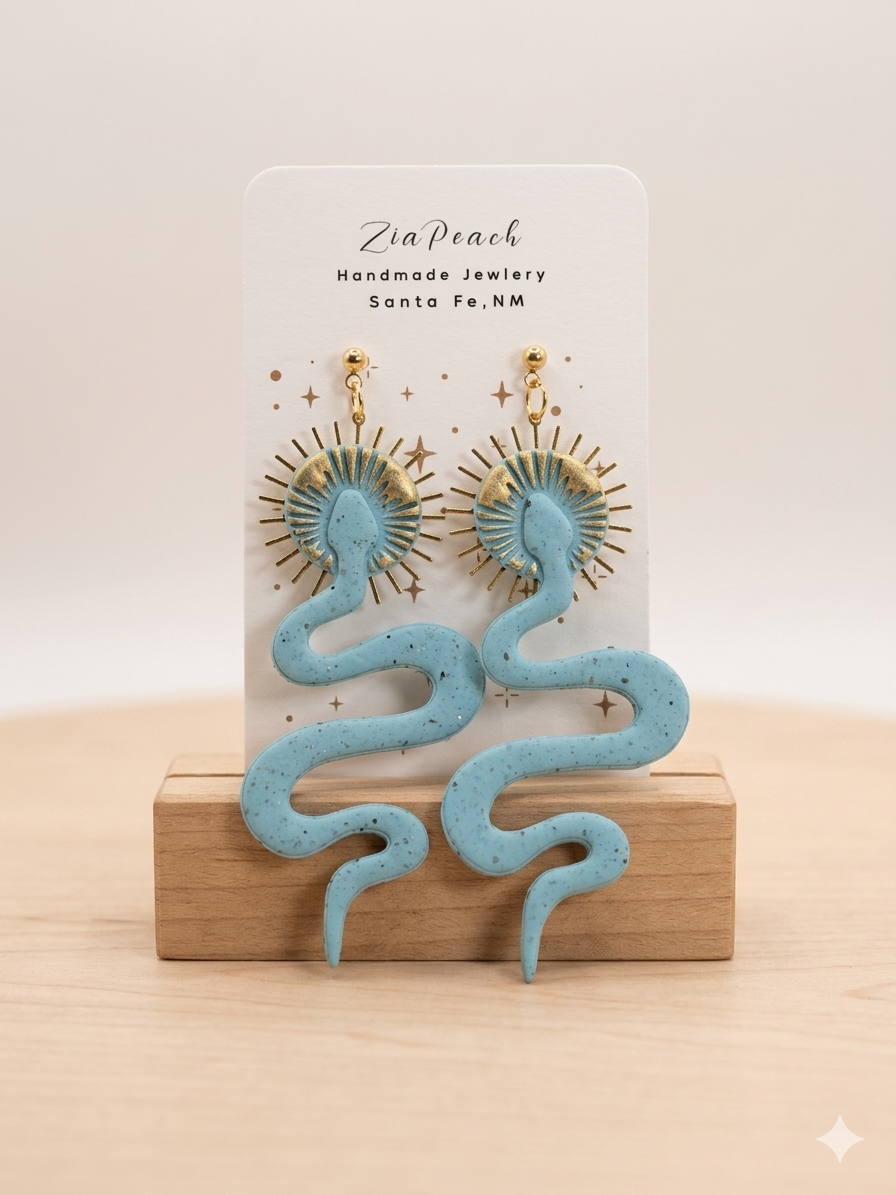 ZiaPeach | Teal Snakes Earrings