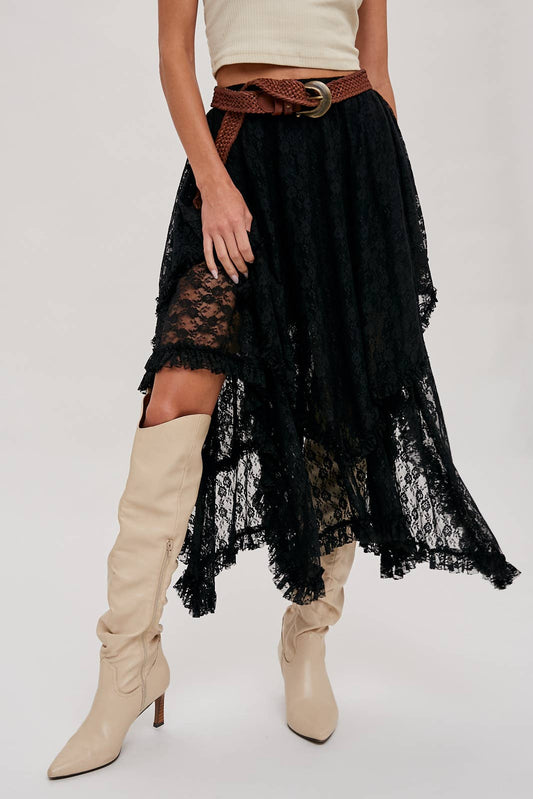 Bluivy | Lace Tier Midi Skirt