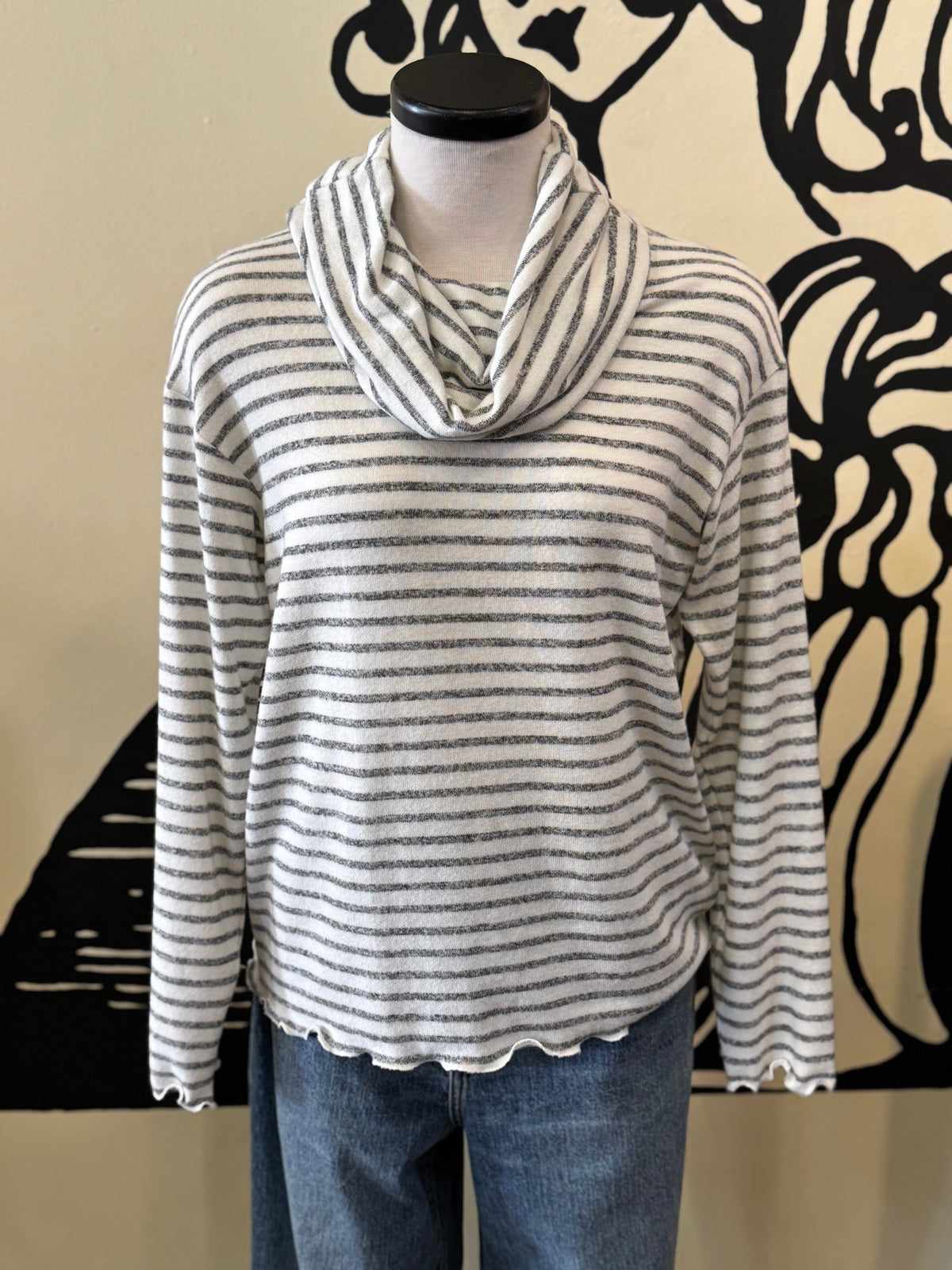 Bucko | Ella Sweater | Ivory Grey Stripe