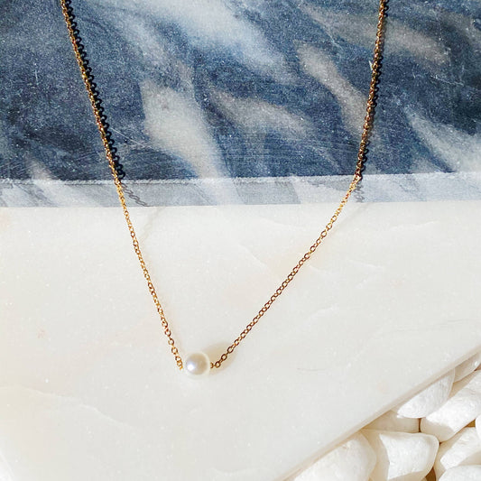Ellison+Young | Dainty Single Pearl Necklace