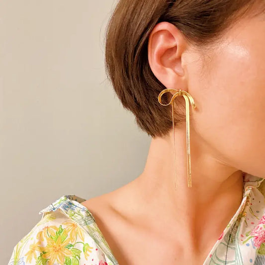 Ellison & Young | Long Drop Bow Earrings