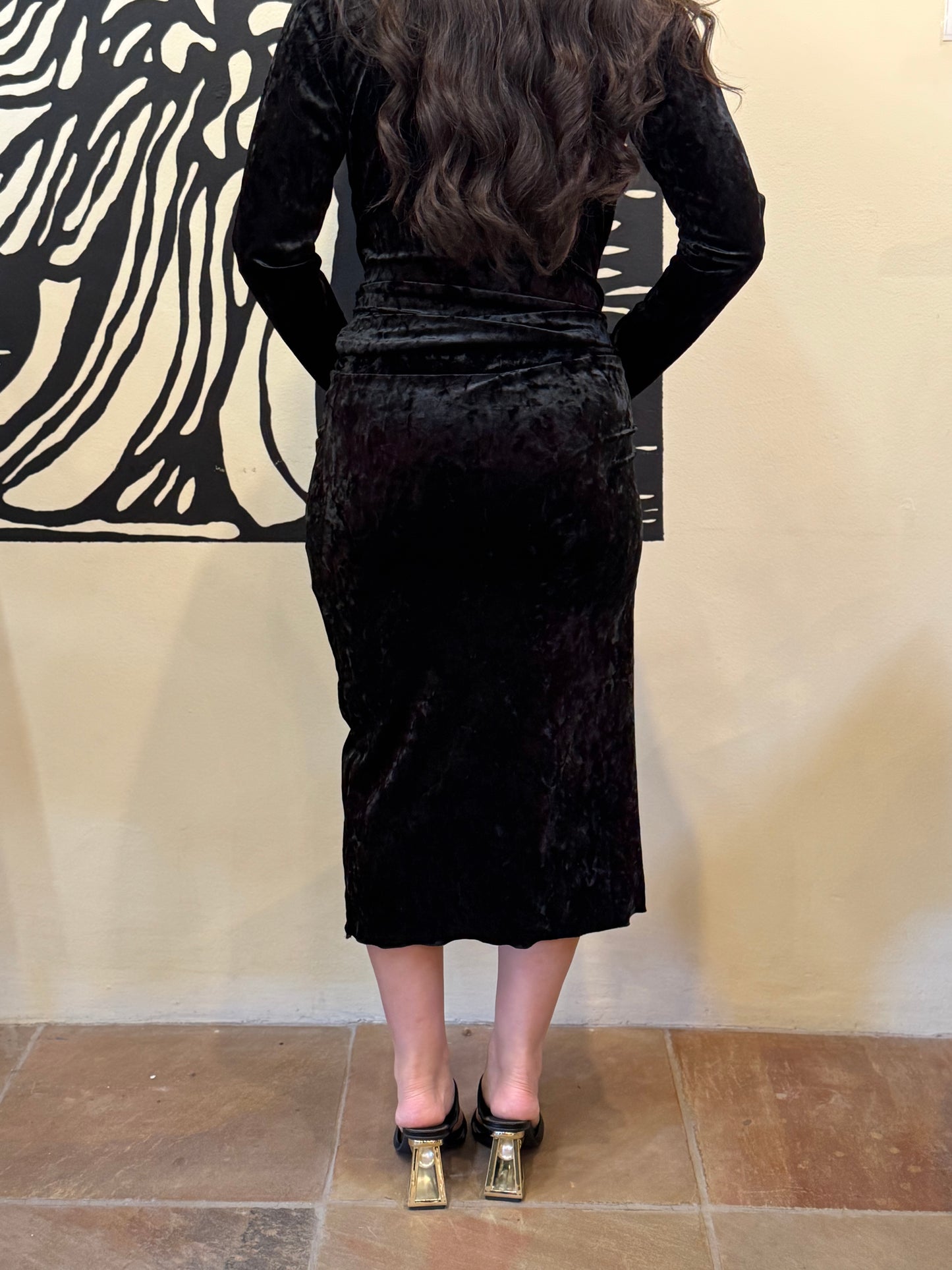 Bucko | Velvet Ruched Skirt | Black