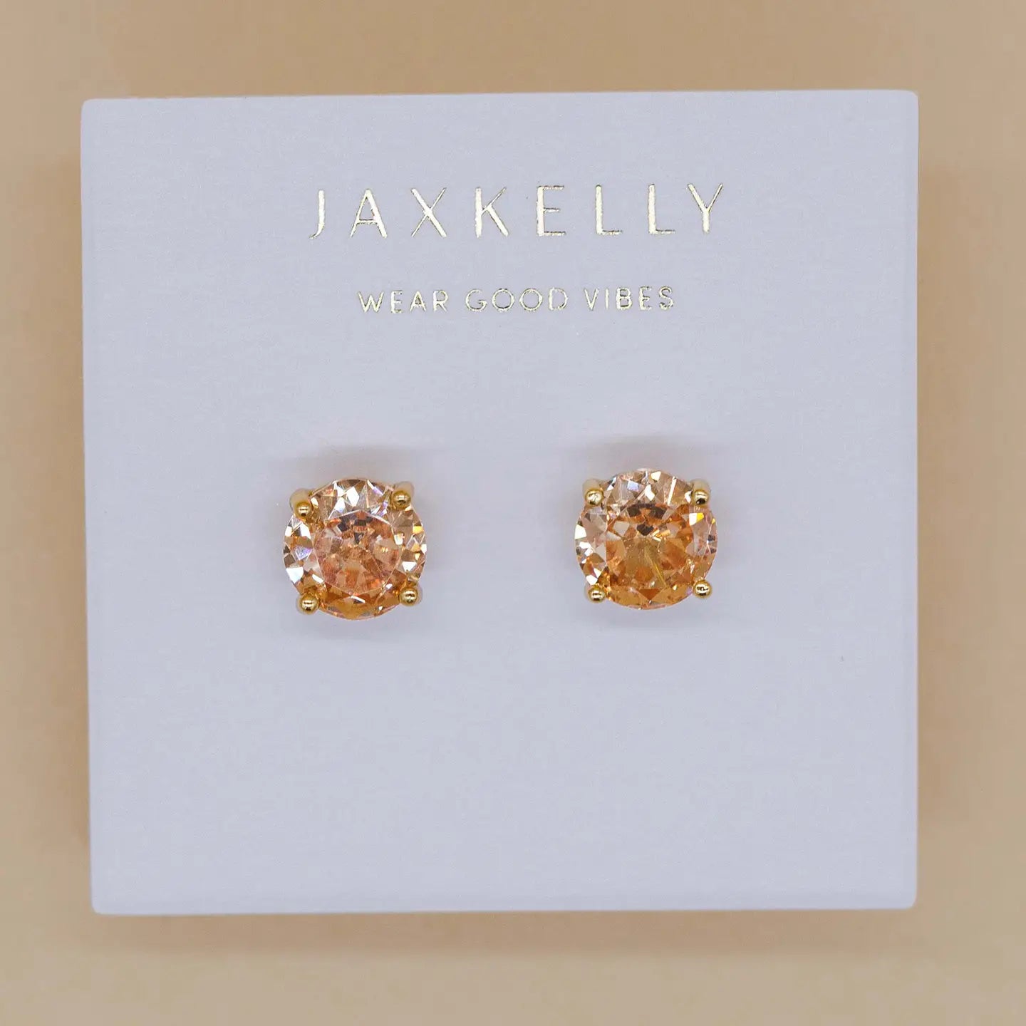 JaxKelly | Round CZ Gold Earrings