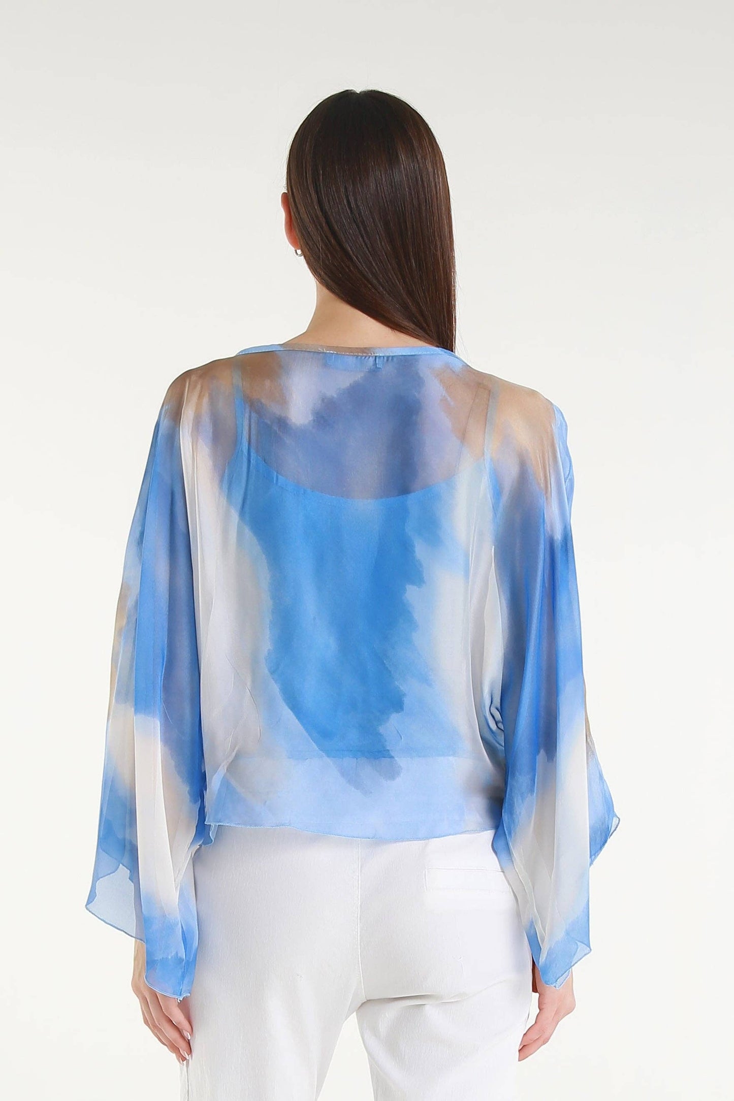 TINA | Sofita Abstract Cropped Silk Kaftan | OS