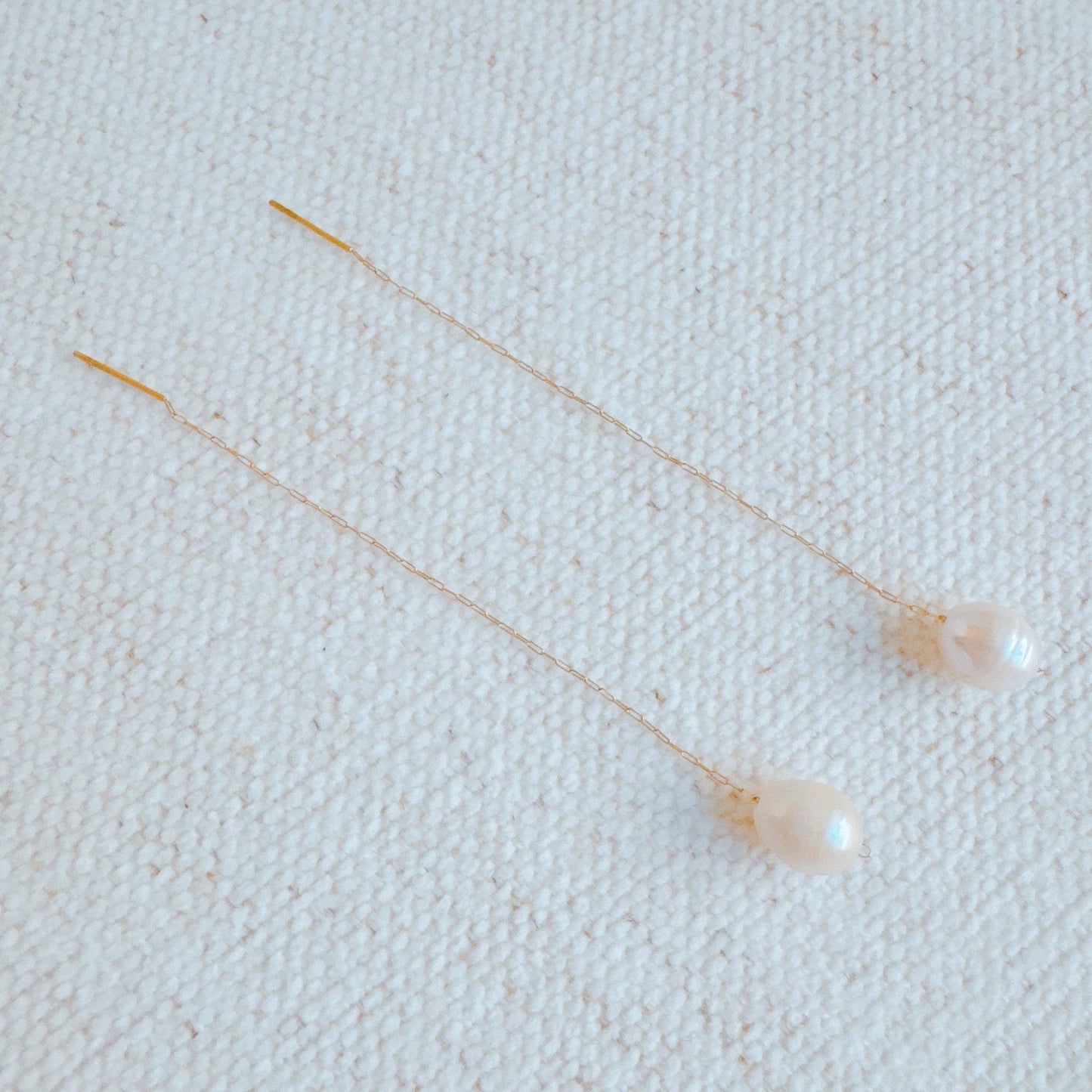 Ellison+Young | Freshwater Pearl Dainty Chain Earrings