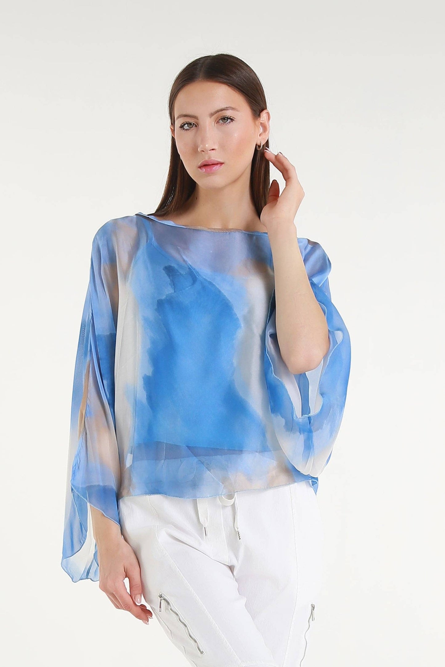 TINA | Sofita Abstract Cropped Silk Kaftan | OS