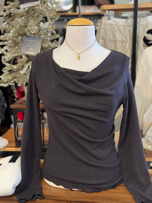 Bucko | Mia Drape Sweater | Graphite