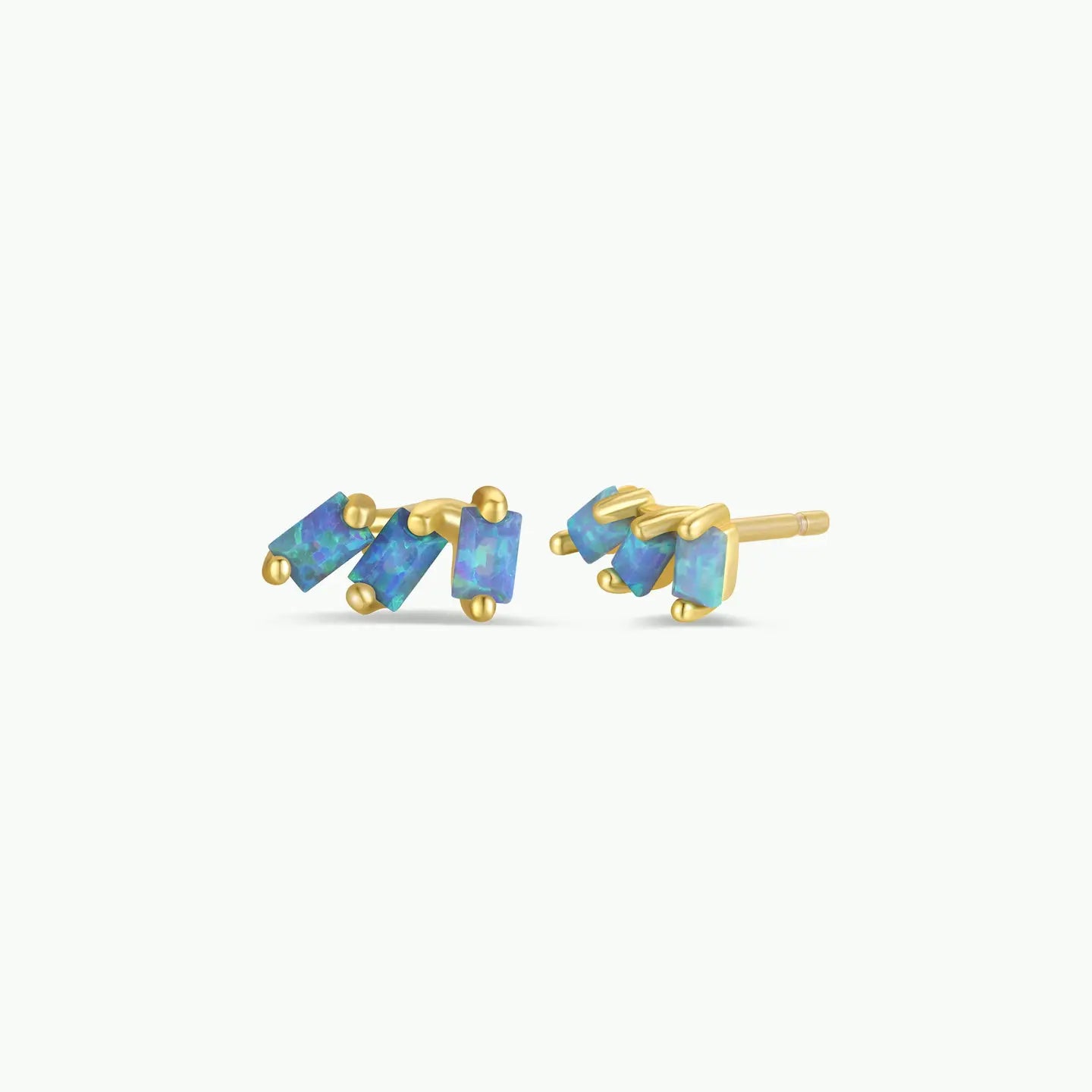JaxKelly | Offset Trio Fire Opal Gold Earrings