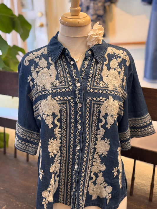 Johnny Was | Short Kimono Sleeve Shirt