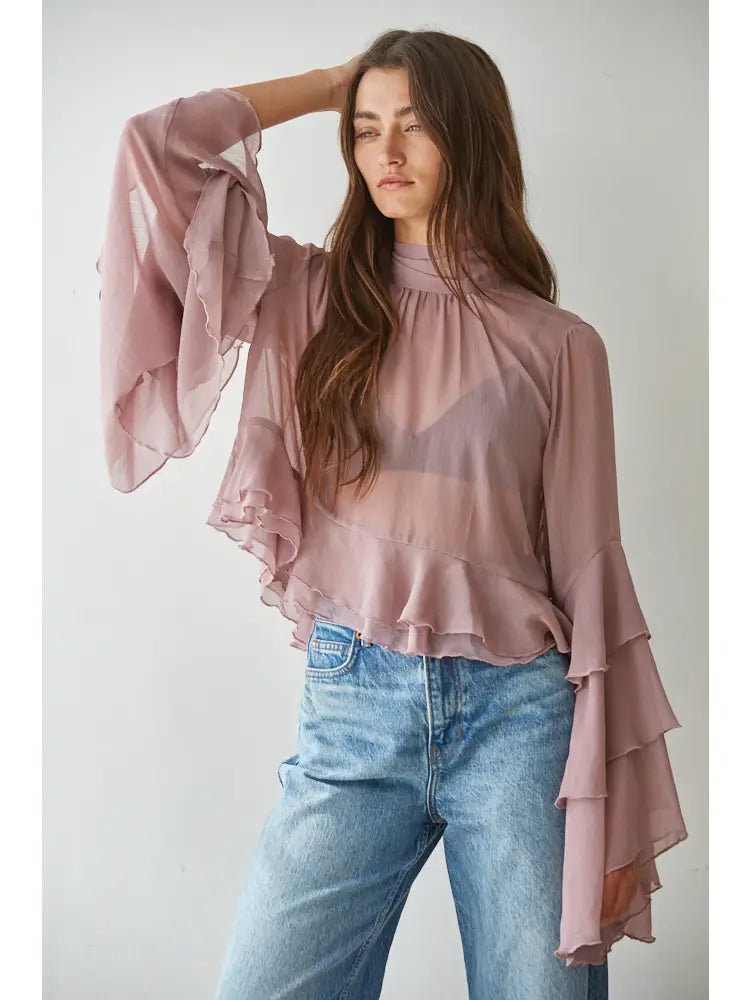 By Together | Woven Chiffon See Through Top