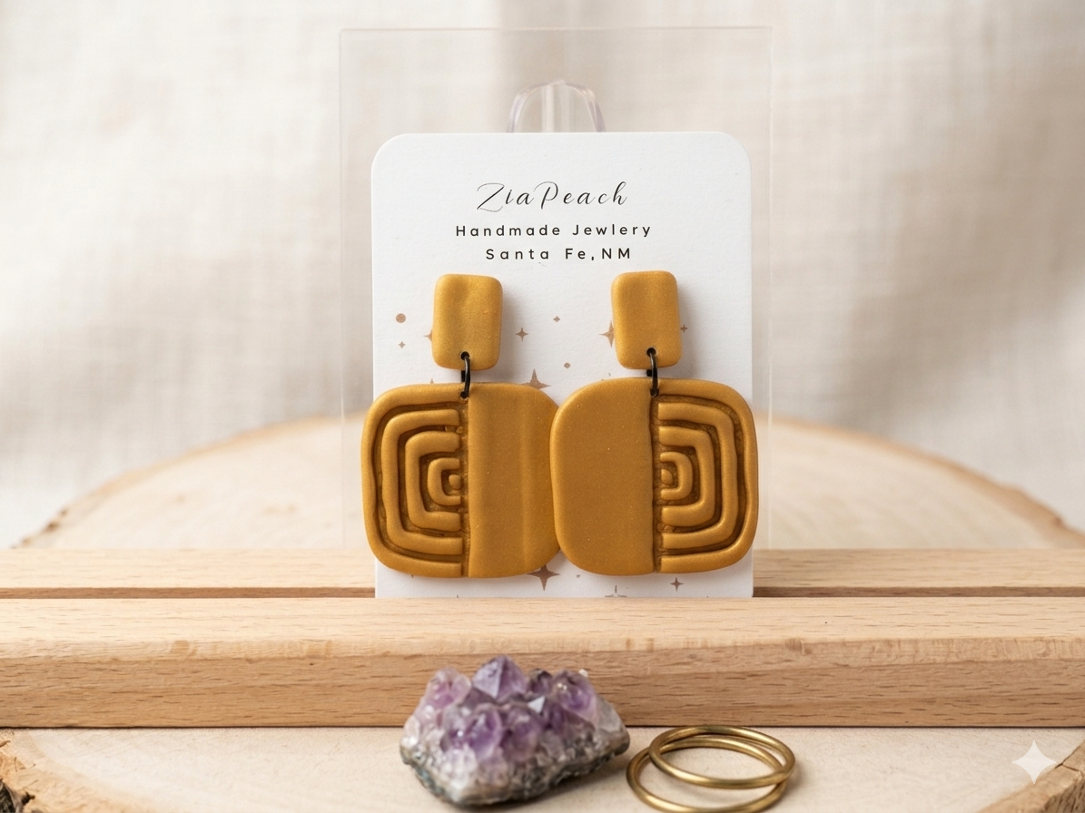 ZiaPeach | Gold Art Squares Earrings