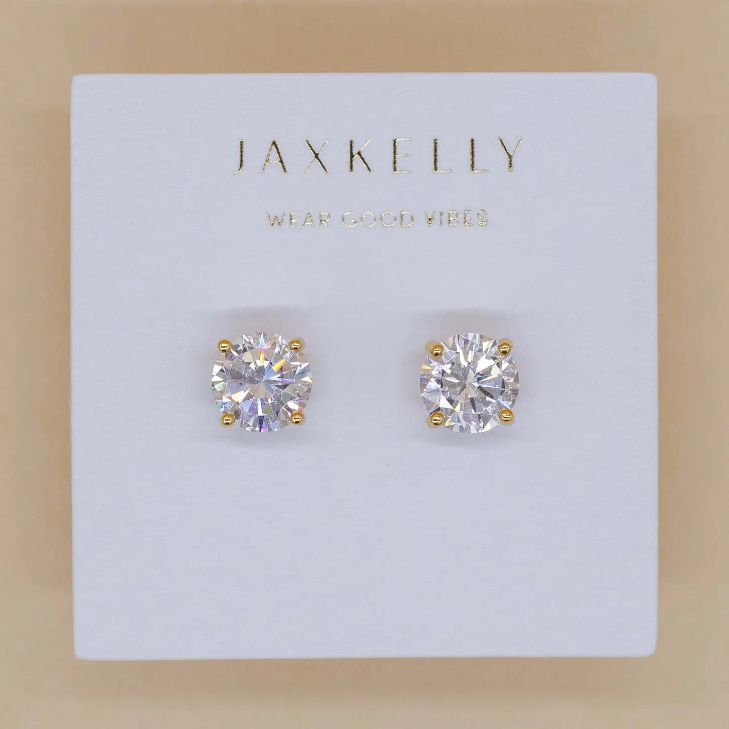 JaxKelly | Round CZ Gold Earrings