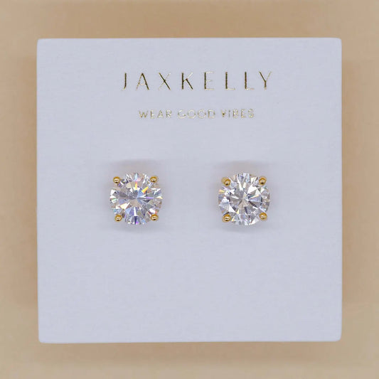 JaxKelly | Round CZ Gold Earrings