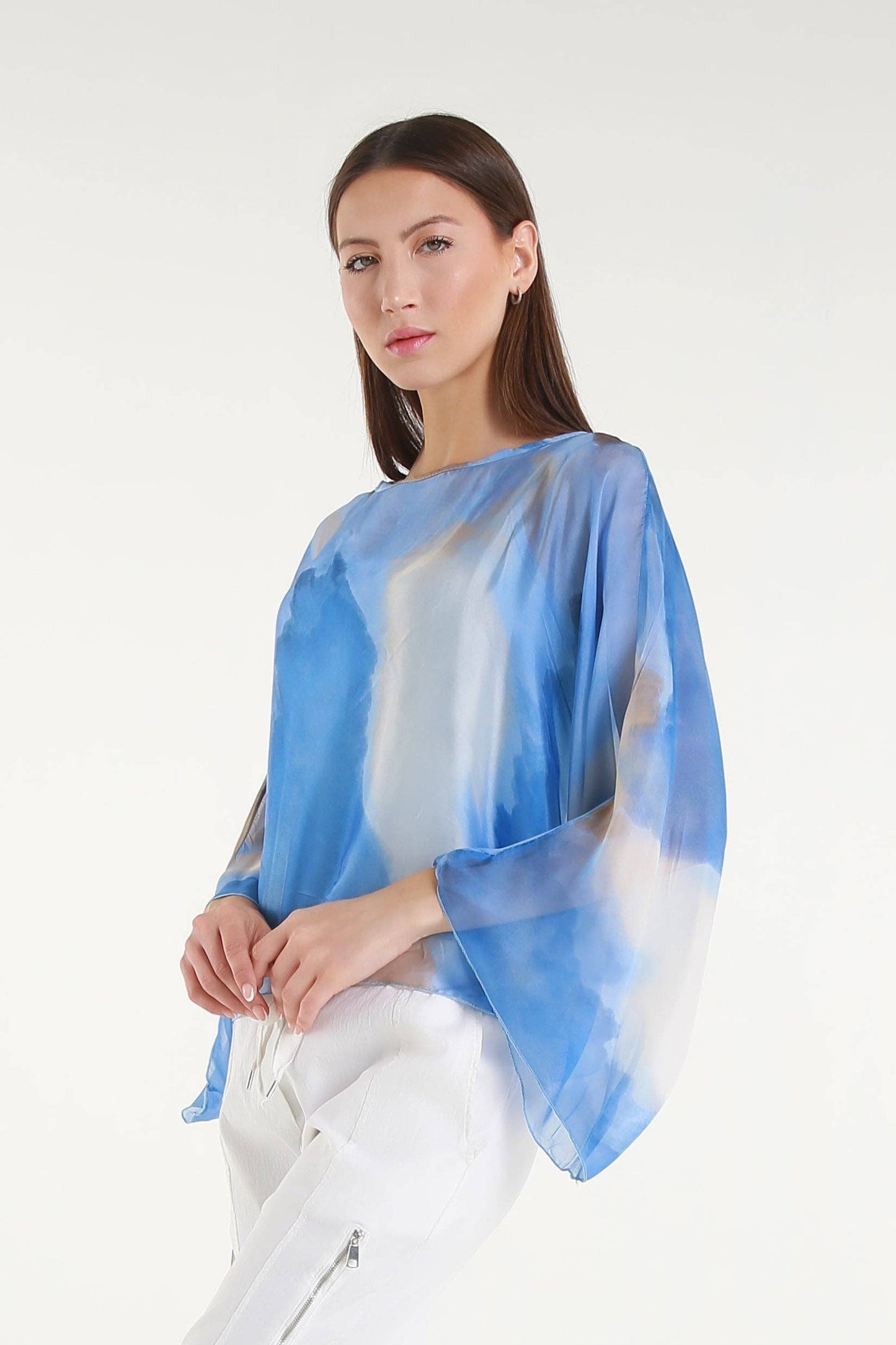 TINA | Sofita Abstract Cropped Silk Kaftan | OS