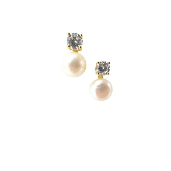 Athena | Pearl + CZ Post Earrings