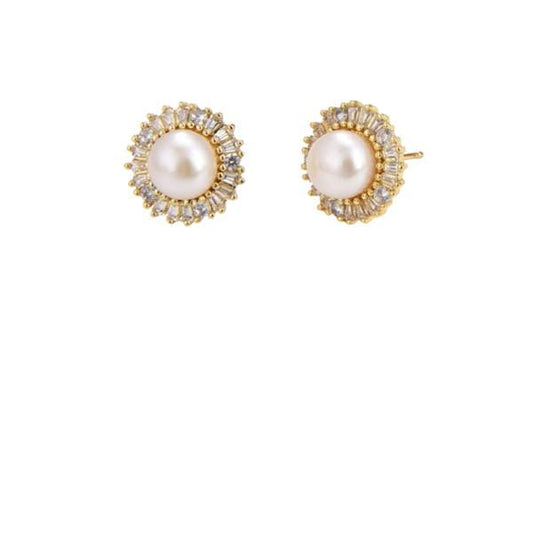 Athena | 18k Gold Fill Pearl & CZ Post