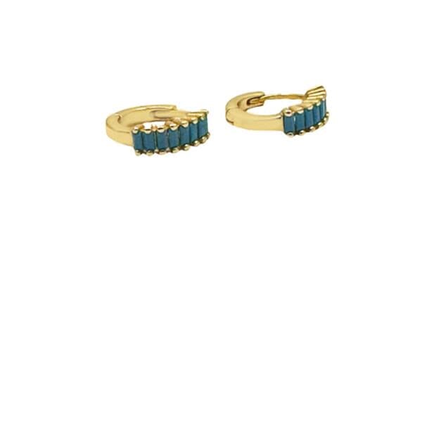 Athena | Blue CZ & Gold Vermeil Hoop Earrings