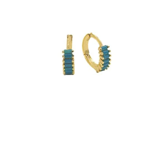 Athena | Blue CZ & Gold Vermeil Hoop Earrings