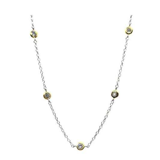 Athena | Two-tone Bezel Necklace