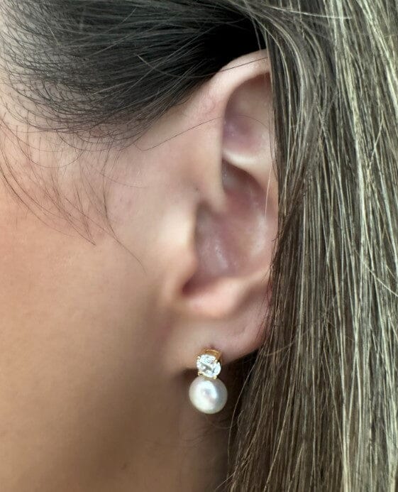 Athena | Pearl + CZ Post Earrings