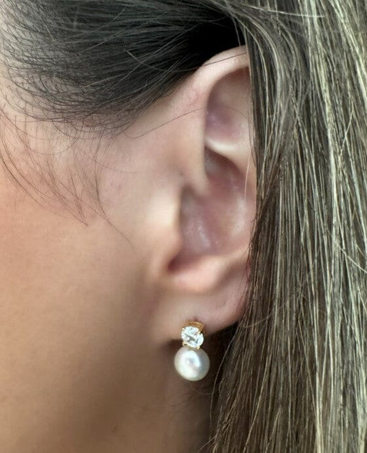 Athena | Pearl + CZ Post Earrings
