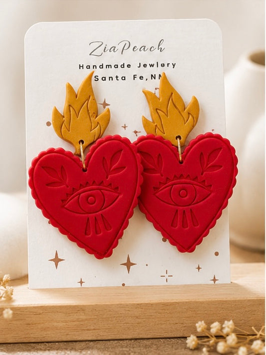 ZiaPeach | Evil Eye Heart Earrings