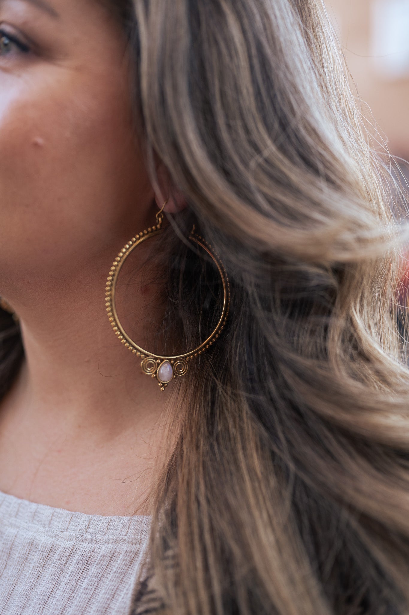 Boho Gal | Sulita Brass Moonstone Earring