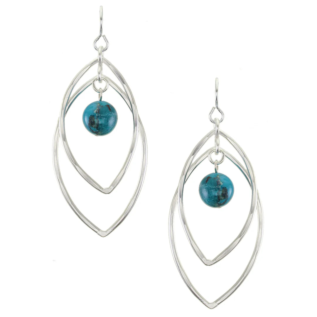 Marjorie Baer -  Layered Leaf Rings with Turquoise Beads  Earrings