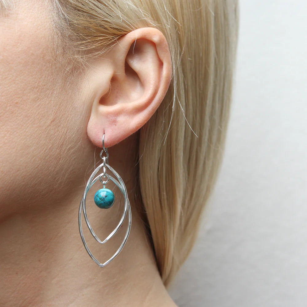 Marjorie Baer -  Layered Leaf Rings with Turquoise Beads  Earrings