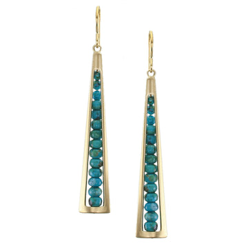 Marjorie Baer- Gold Triangle Earrings Turquoise Beads