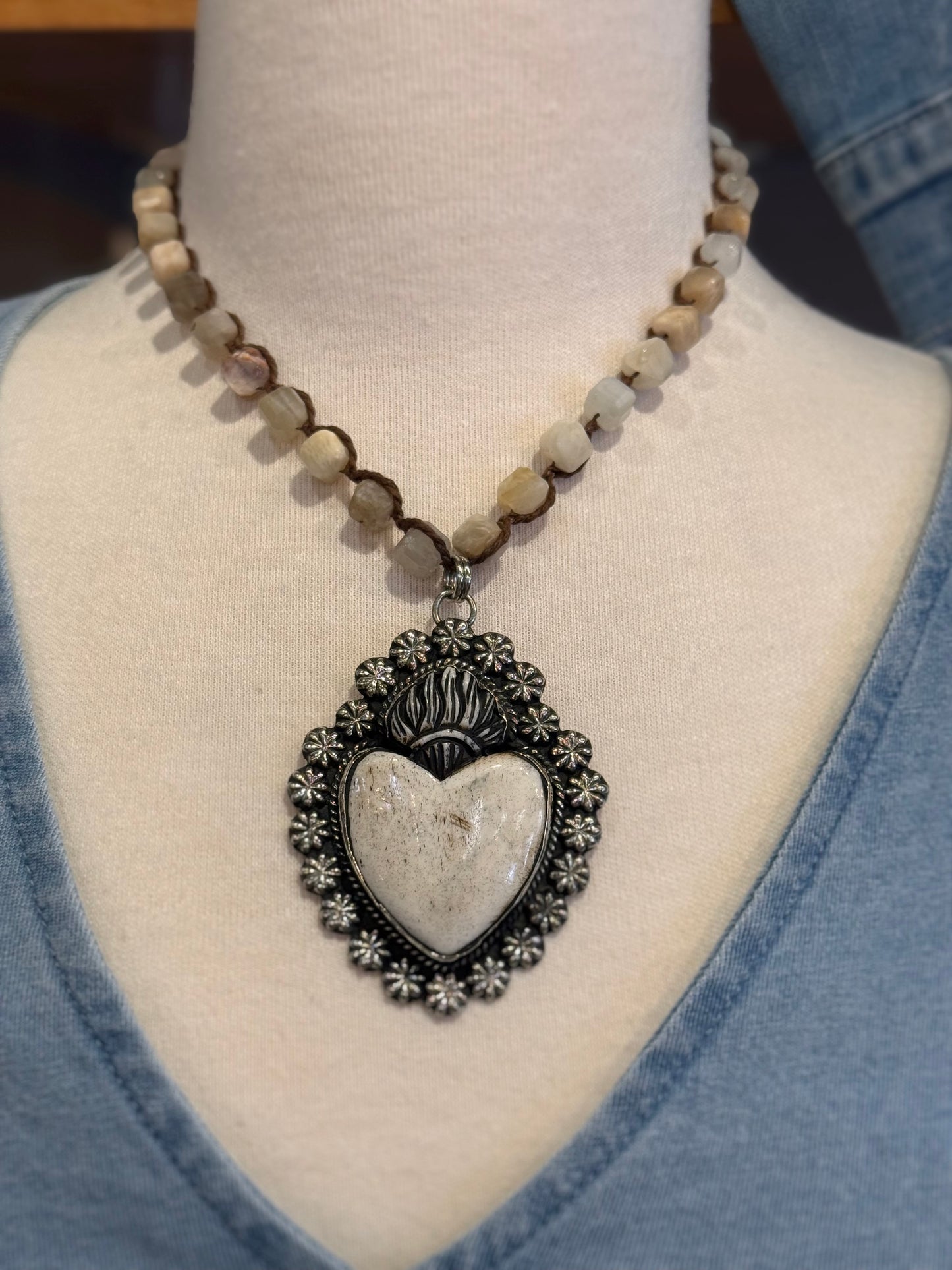 Tara Gasparian | Moonstone Heart Necklace