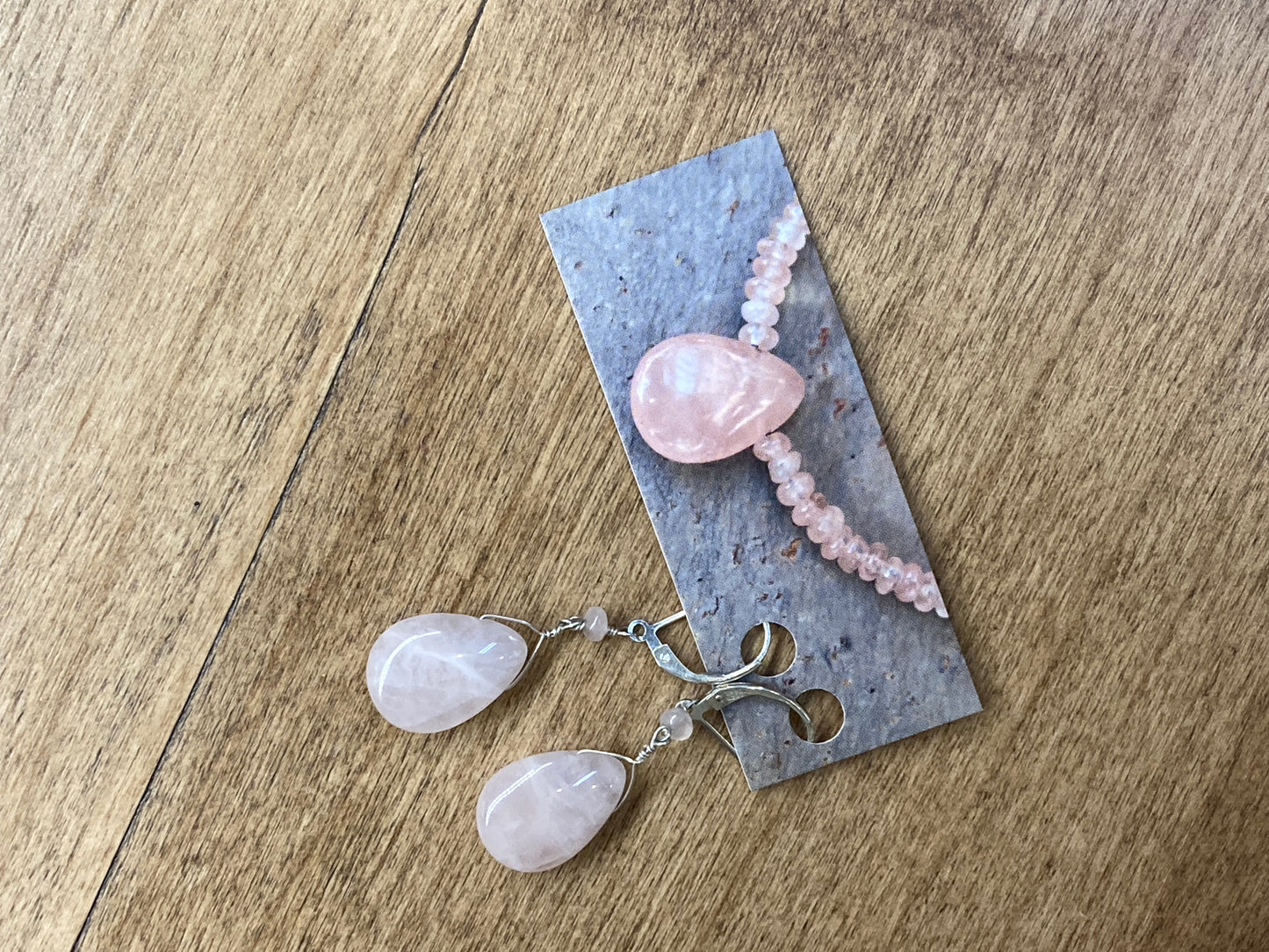 Seeds and Stones - Rose Quartz Drop Dangle Earrings