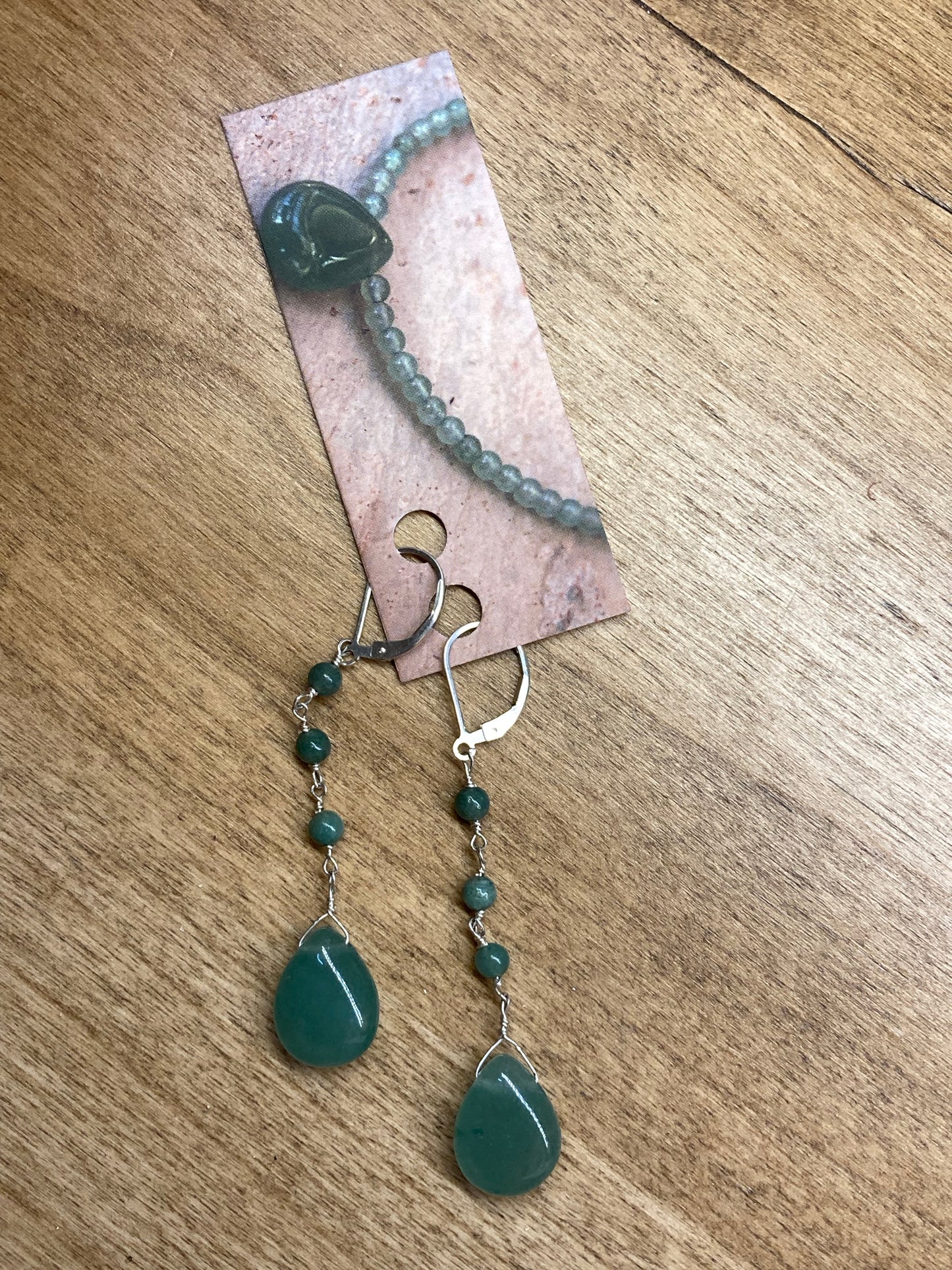 Seeds and Stones -  Green Adventurine Dangle Earrings